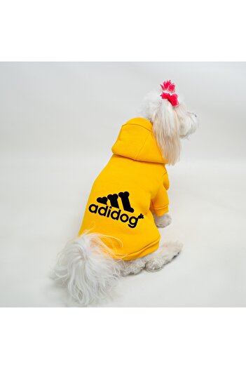 Buddy Store Adidog Printed Yellow Cat & Dog Sweat Dress - Outfit