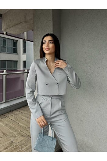 popibutik Crop Ceket Pantolon Takım