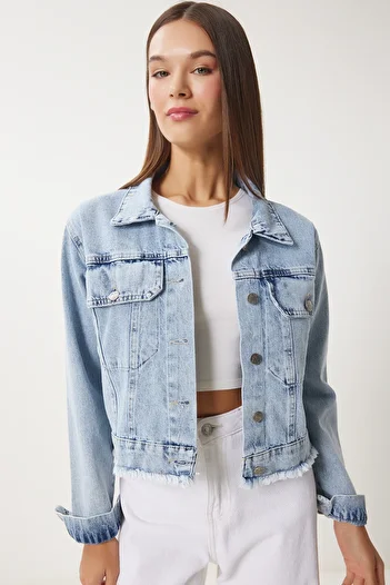 Lovelyİstanbul Light Blue Denim Jacket - Tassel Detailed, Lan0018