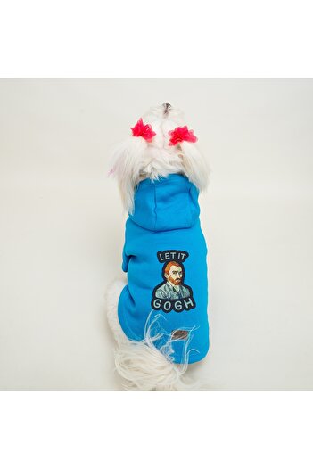 Buddy Store Cat & Dog Outfit Clothes Outfits Sweatshirt - Let It Gogh Printed Blue Sweatshirt