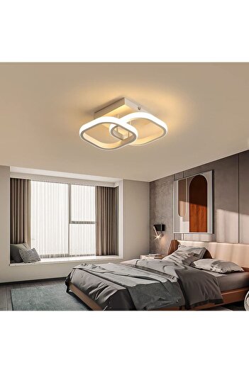 GN GEN AYDINLATMA Kare Hol,antre,yatak Odası,çocuk Odası Için Modern Led Avize Beyaz Kasa Günışığı  1 adet