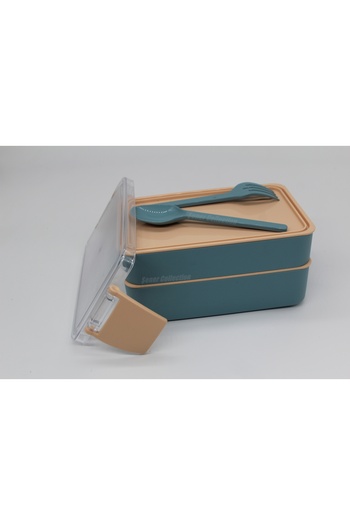 Şener collection Double Layer Food Container Practical Durable and Stylish Lunch Box with Fork and Spoon Lunch Box