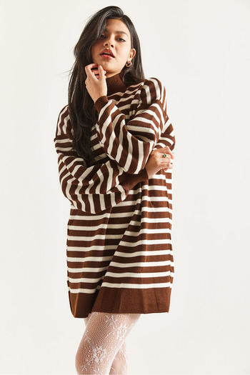 İKLİM LİFE Striped Ballon Sleeve Tunic