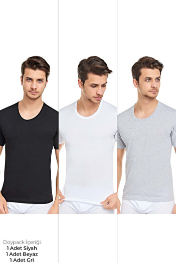CENNETOĞLU Men's 3-Piece Crew Neck Undershirt in Special Package