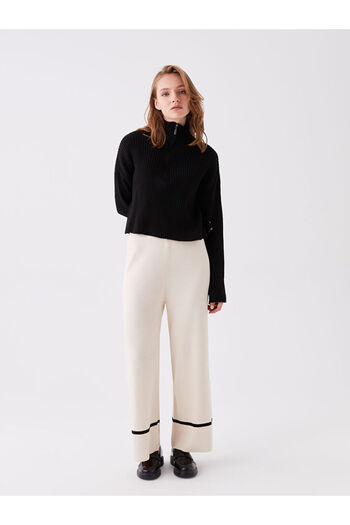 LC Waikiki Lcw Elastic Waist Straight Wide Leg Women's Knitwear Trousers