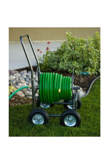 Yard Butler Solid Flat Tires Steel Construction 4-Wheeled Hose Reel