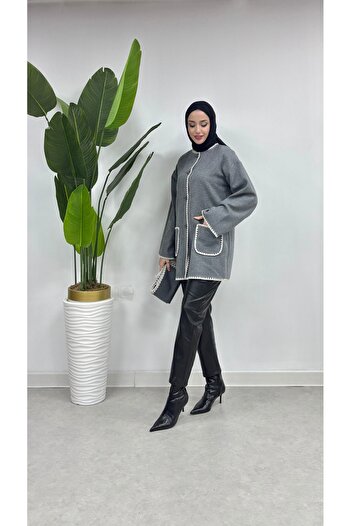 hacer ayaydın Bucket Fabric Embroidered Jacket with Scarf