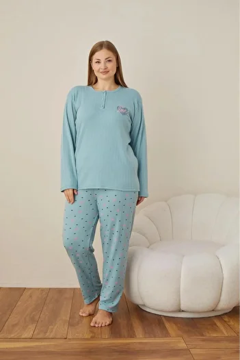 Lukitus Plus Size Battal Interlock Women's Pajamas Set