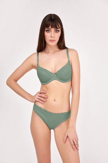 NBB Khaki Green Supported Lace Detailed Bra Set 4616