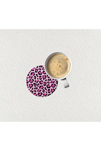 EYBaskı Tasarım Set of 2 Leopard Porcelain Cup and Coaster