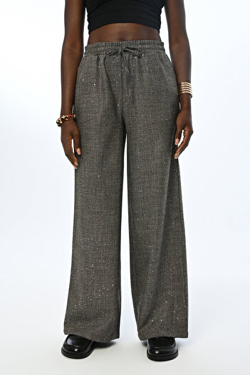 Orfeo Negro Women's with Elastic Waist Should Should Embroidered Pants