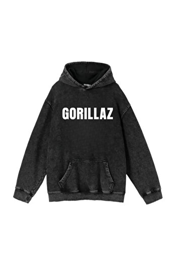 Toum Enya Takı Yıkamalı Gorillaz Vintage Світшот з капюшоном