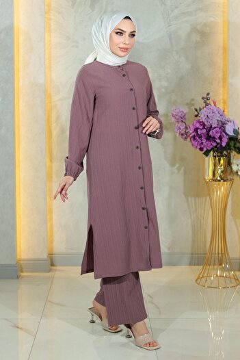 Modamihram Buttoned Double Suit Lilac 19179