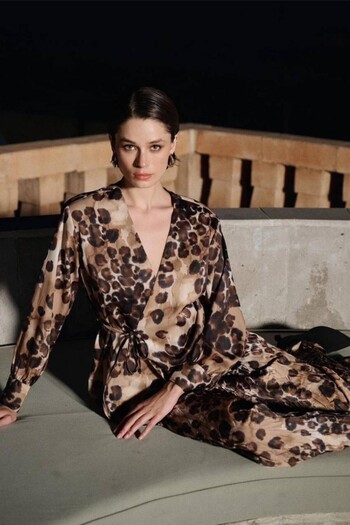 Suziş Women's Leopard Patterned Pant Shirt Set 51072