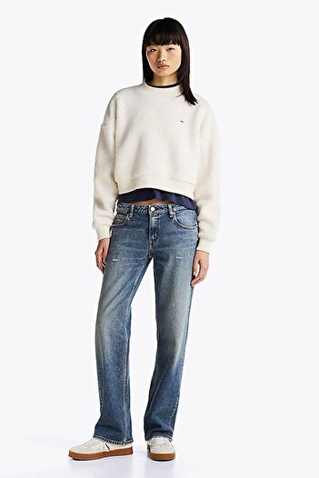 Tommy Hilfiger Women's White Teddy Crew Sweatshirt