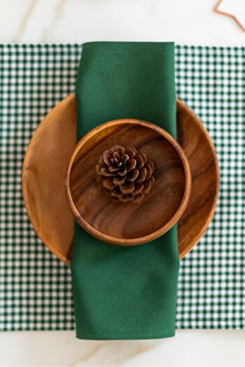 KaiHome Set of 4 100% Linen Fabric Green Napkins