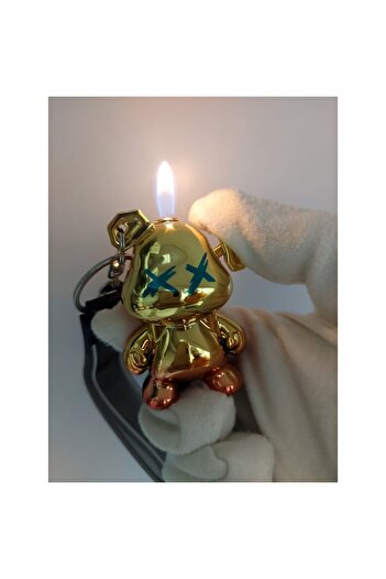 esdekor Ayıcık Teddy Bear Anahtarlık Çakmak Lighter XX Gold Degrade Çanta Süsü 1 Adet