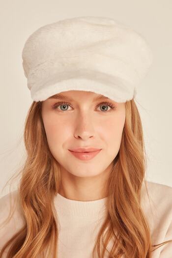 MARBERRY White Plush Cap