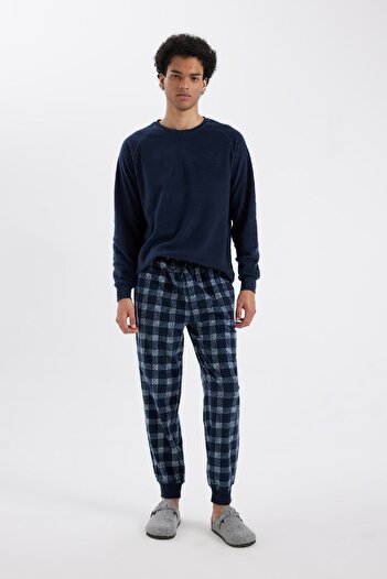 DeFacto Regular Fit Patterned Pocketed Fleece Pajama Bottoms C6120Ax24Wn