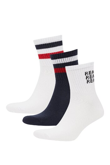 DeFacto Men's Comfortable Elastic 3-Piece Cotton Socks C6727Axns