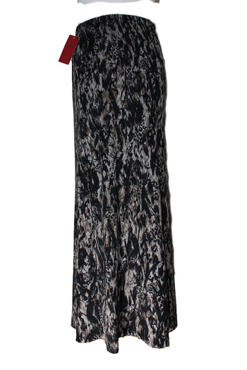 HESNA Women's Large Size 8 Piece Seasonal Patterned Black Skirt