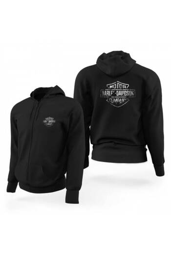 Z zepplin Harley Chopper Damaged Logo Black Zip Limited Edition Hooded Sweatshirt