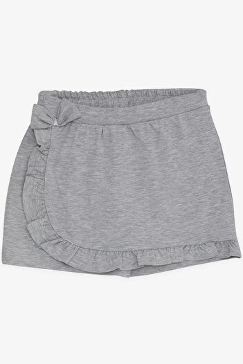 Breeze Girl's Skirt Shorts with Ruffles and Ribbons, Age 6-10, Gray Melange