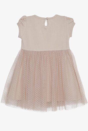 Breeze Girl's Dress with Bow Tulle, Age 3-8, Beige