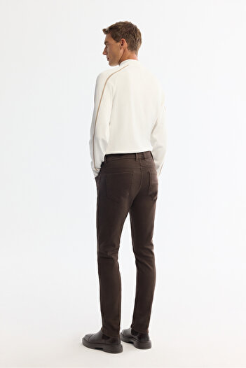 Avva Erkek Kahverengi Eskitme Yıkamalı Esnek Berlin Slim Fit Jean Pantolon A42Y3532