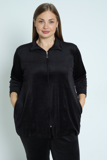 İntensive Women's Plus Size Fleece Long Sleeve Zipper Soft Tracksuit with Pockets