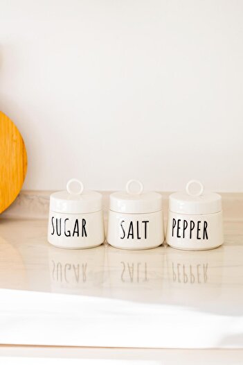 MİEN Mien Porcelain Ring 3-Piece Small Spice Set - Por-2325