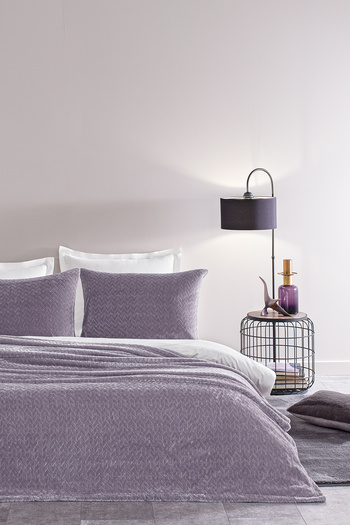 Puffy Lines Single Bedspread Set - Ash Purple