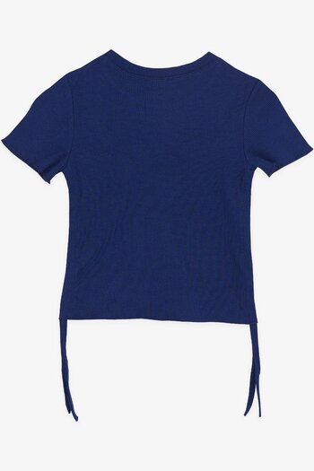 Breeze Girl's T-Shirt with Gathered Sides, Age 8-14, Dark Blue