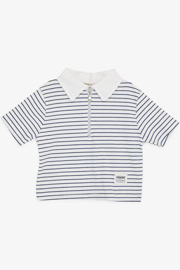 Breeze Crop T-shirt για κορίτσια - Ηλικίες 9-14, Λευκά παπούτσια με φερμουάρ και ρίγες