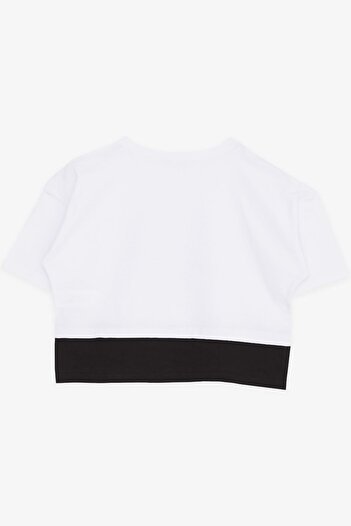 Breeze Κοριτσίστικο T-Shirt με τυπωμένο κείμενο με σκισίματα στα πλαϊνά, 9-14 ετών, λευκό