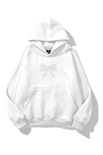 Trendiz Λευκό φούτερ Unisex με πέτρα με στάμπα