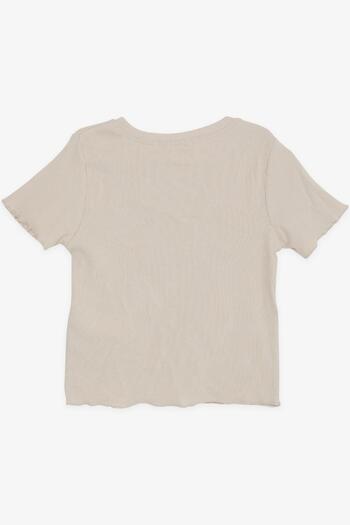 Breeze T-Shirt για κορίτσι Crop Text Printed 8-14 Years, Beige