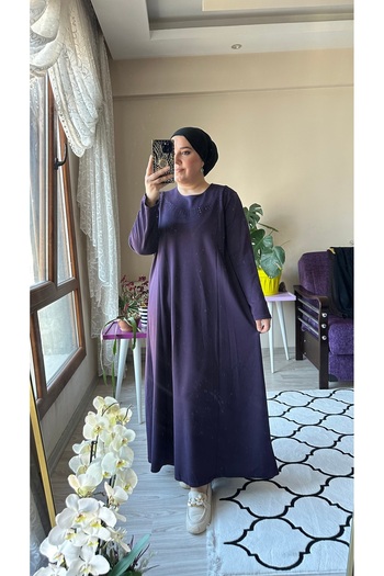TDYtrendy Giyim Mother Steel Winter Rhinestone Lycra Plus Size Dress