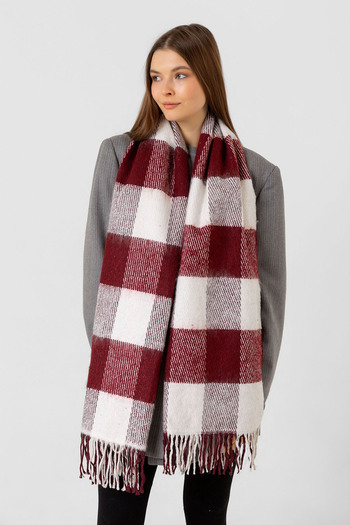 REMSA Burgundy Tassel Boucle Scarf Shawl - 40X210 cm 1291