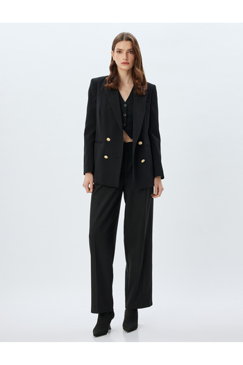 Koton Pleated Pocket Detailed Straight Leg Fabric Trousers