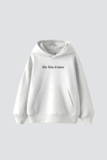 Sekizbiraltı The Two Crowns Printed Oversize Unisex Premium White Hoodie