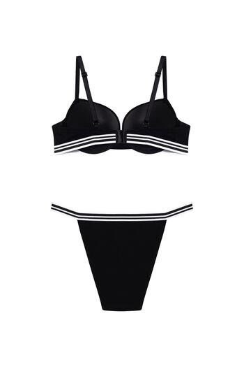 Cansoy Bamboo Soft Supported Black Bra Set (696t)
