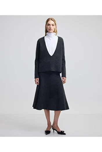 İpekyol Flounce Skirt with Wool Blended