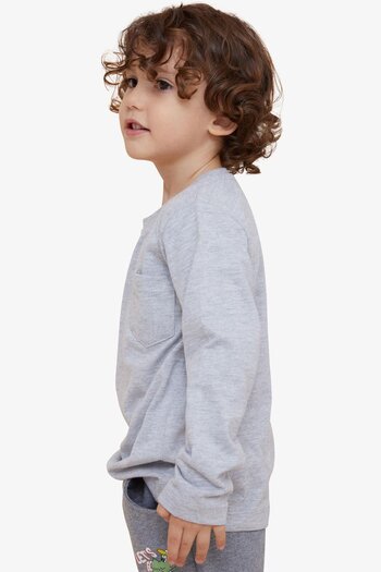 Breeze Boy's Long Sleeve T-Shirt with Pocket, Age 4-8, Light Gray Melange