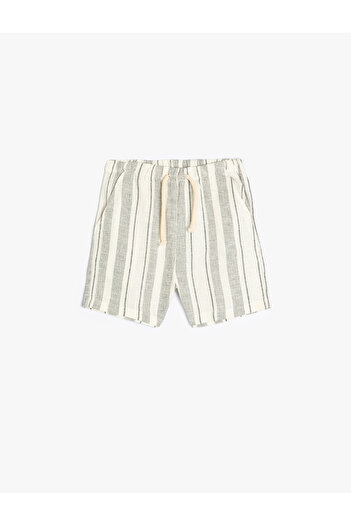 Koton Linen Shorts with Pockets Elastic Tie Waist