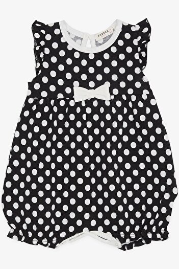 Breeze Baby Girl Short Jumpsuit Polka Dot Bow 4 Months-1.5 Years, Black