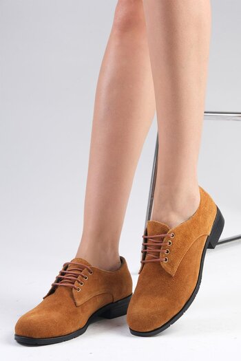 Mio Gusto Γυναικεία Flat παπούτσια Ginger Genuine Suede Tan Oxford