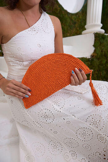 Maison Avf Orange Wicker Women's Hand Portfolio Bag