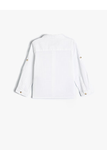 Koton Langärmliges Basic-Shirt aus Baumwolle – geknöpft