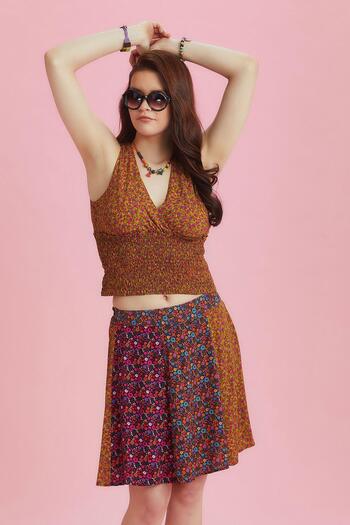 Los banditos Patterned Patchwork Piece Mini Skirt